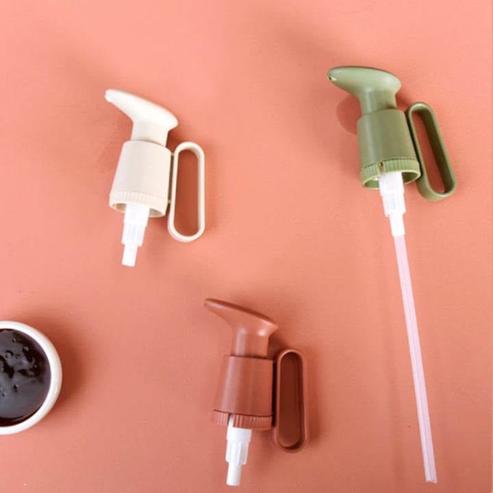 Clear bottle kitchen dispenser pump for various sauces & syrups, black top