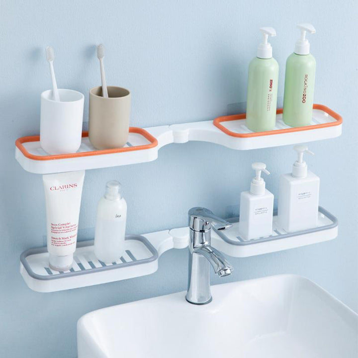 Rotating Corner Storage Rack for bathroom, punch-free kitchen organization