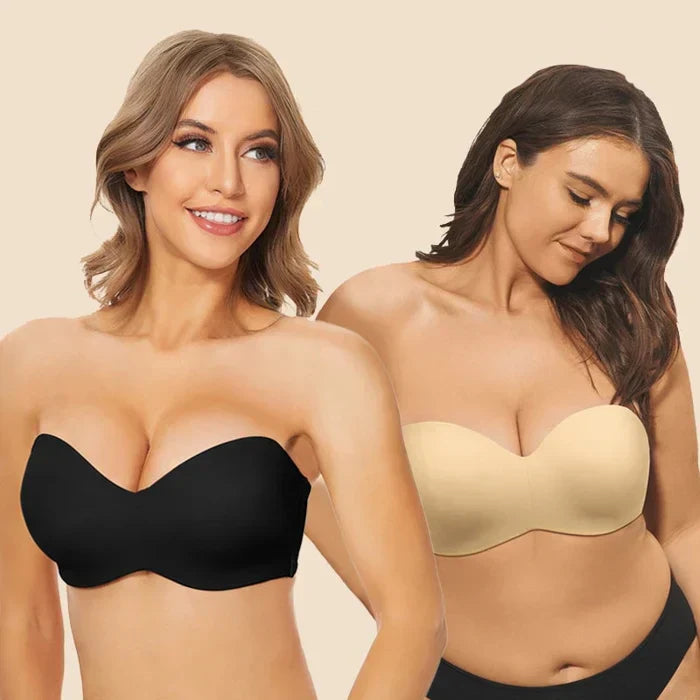 Yoga-friendly seamless bandeau bra with full support, perfect for active women.