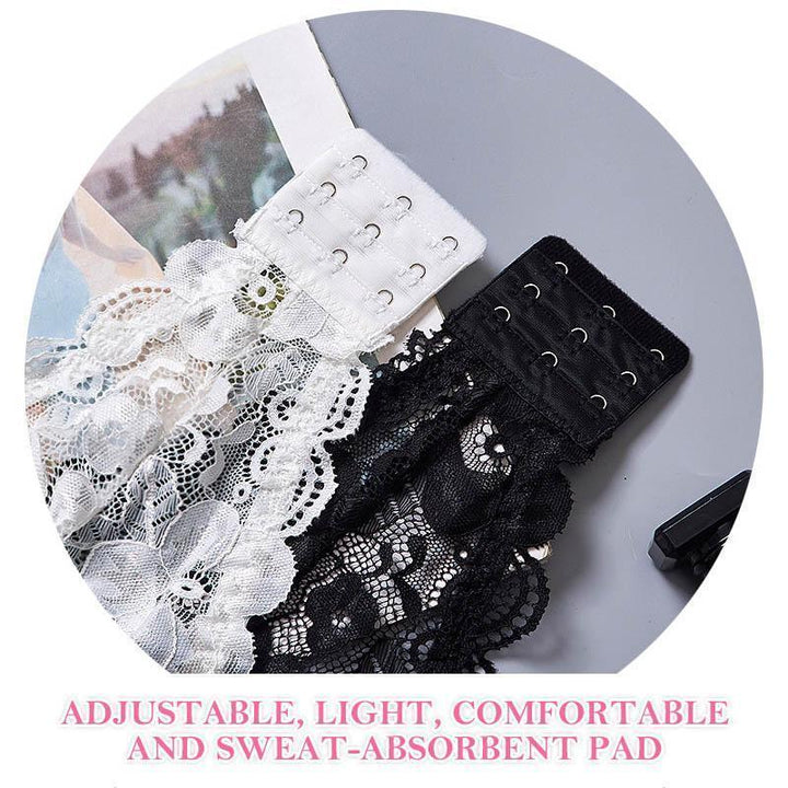 Model wearing a nude seamless lace bandeau, ideal strapless lingerie for smooth, invisible support.