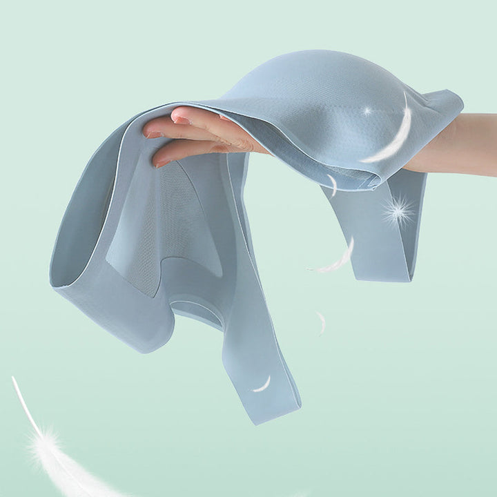 Front view of a white seamless wireless comfort bra, offering gentle support and ultimate breathability