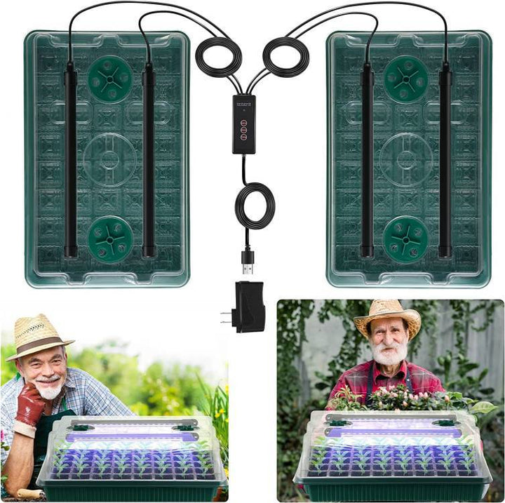 Seed starter tray cells demonstrating ample space for seedling growth under LED grow lights
