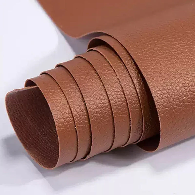 Roll of self-adhesive leather repair material for large-area furniture and auto upholstery restoration