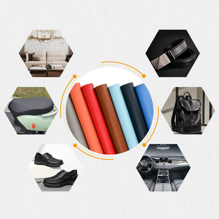 Brown self-adhesive leather patch for DIY furniture repair and auto seat restoration, strong adhesive