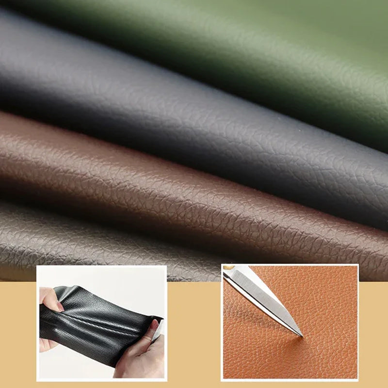 Gray self-adhesive leather repair tape for tears in sofas, car upholstery, and leather items