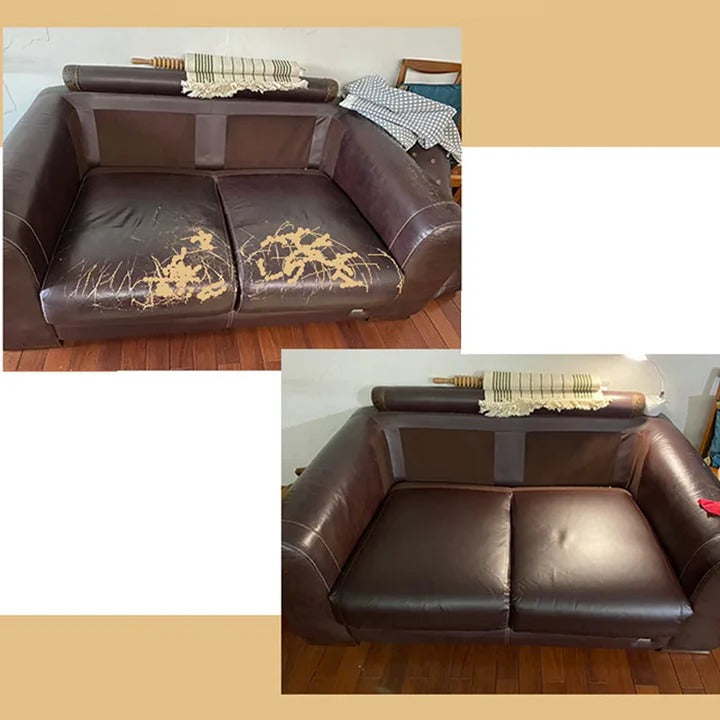 Strong self-adhesive faux leather tape for repairing rips, tears on furniture & car seats.