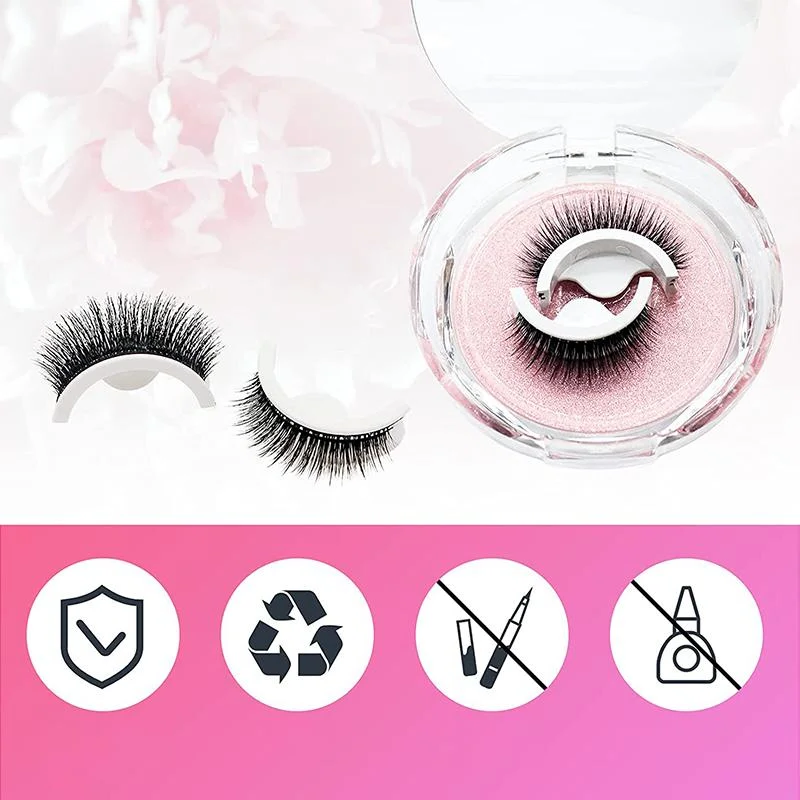 Women's self-adhesive reusable false eyelashes. Quick apply eye makeup accessory for effortless beauty & glamour.