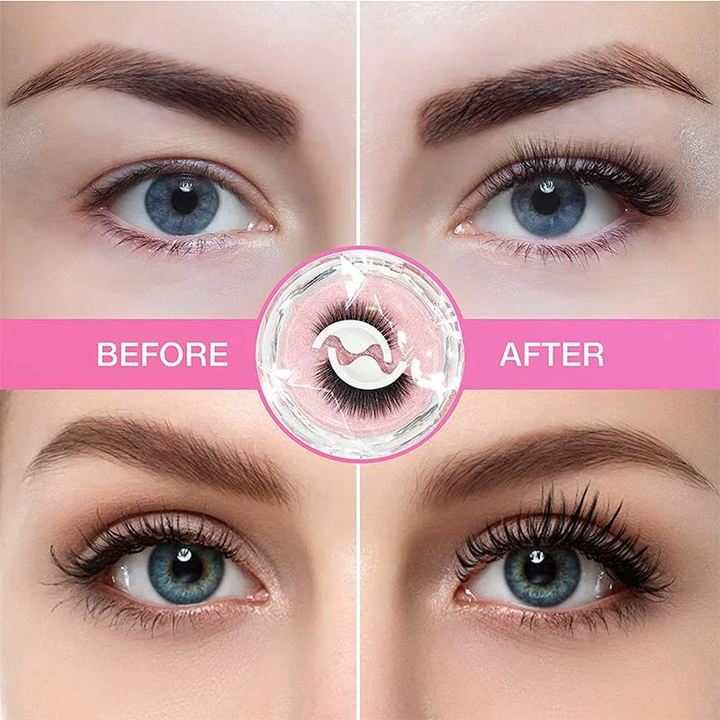 Achieve instant glamour with self-adhesive reusable eyelashes. Quick apply false lashes for women's beauty makeup.