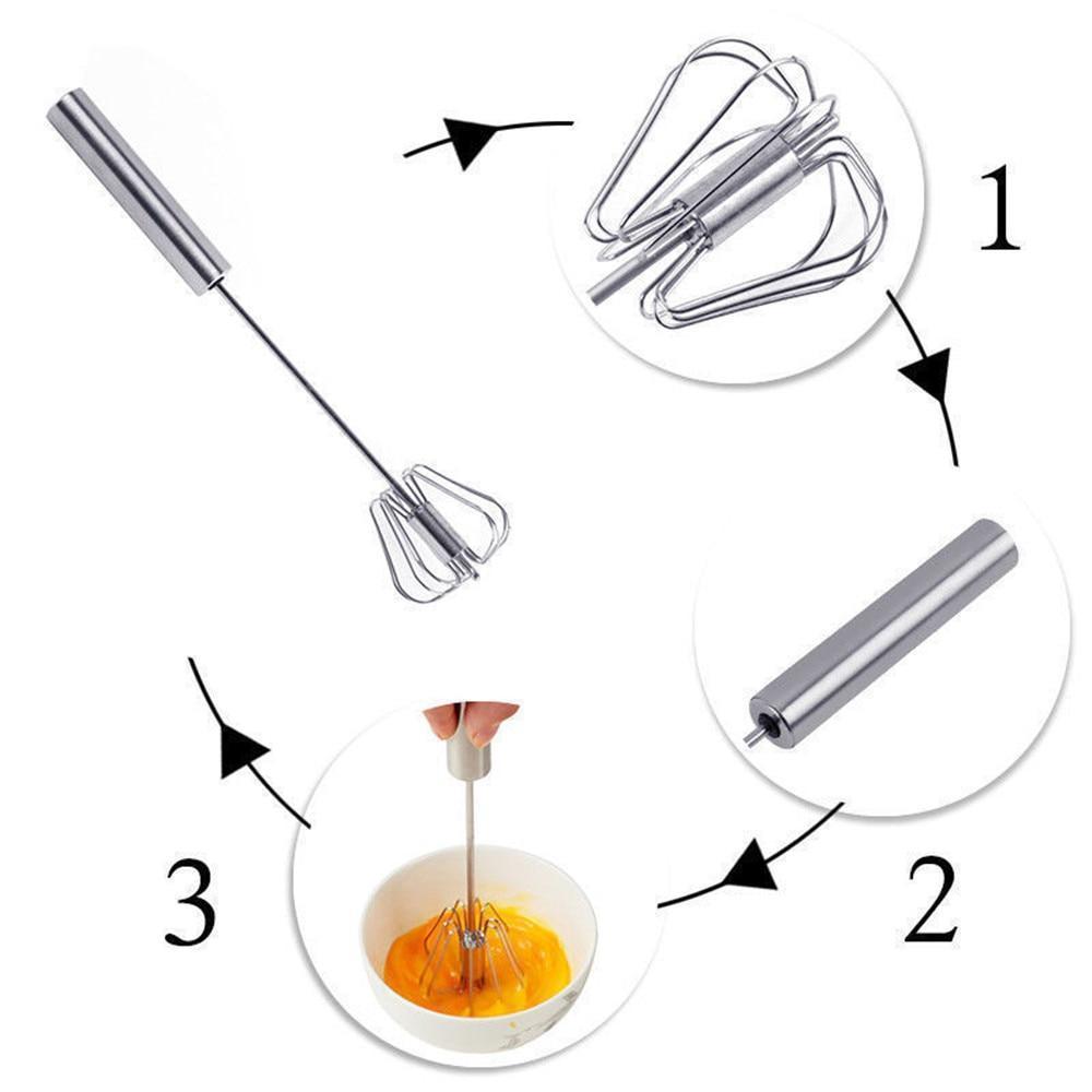 Durable stainless steel egg beater, a manual kitchen utensil for mixing ingredients