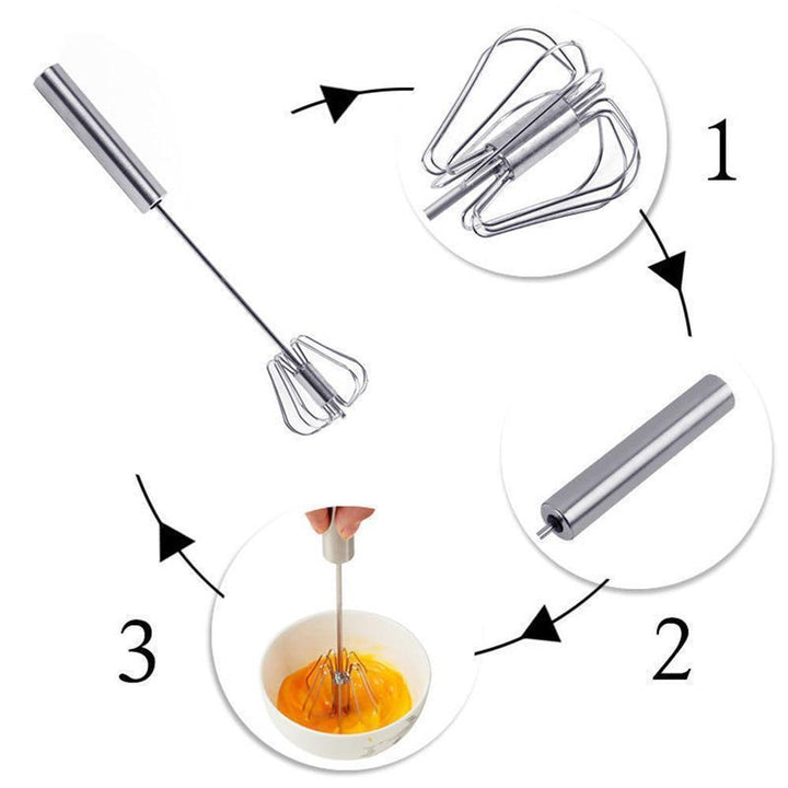Durable stainless steel egg beater, a manual kitchen utensil for mixing ingredients