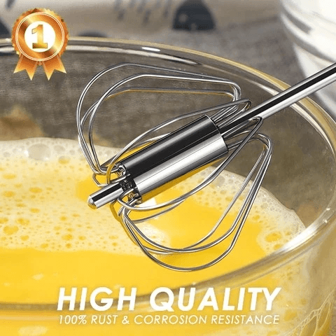 Ergonomic semi-automatic eggbeater, a robust stainless steel kitchen utensil