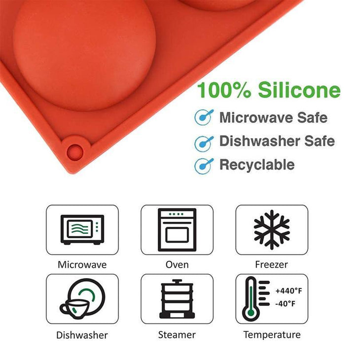 Durable semi sphere silicone mold for baking, a versatile tool for chocolate, mousse, and pastry making.