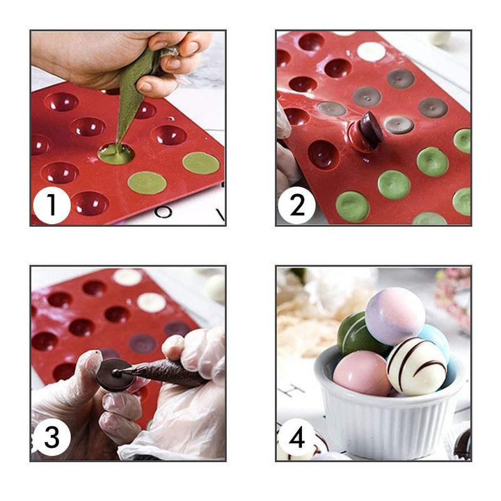 Flexible semi sphere silicone mold, making demolding easy for various baked goods and desserts. DIY baking.