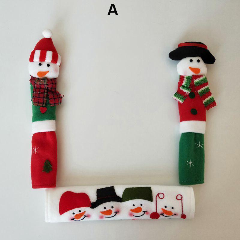 Reusable Christmas snowman appliance handle covers for festive kitchen decoration