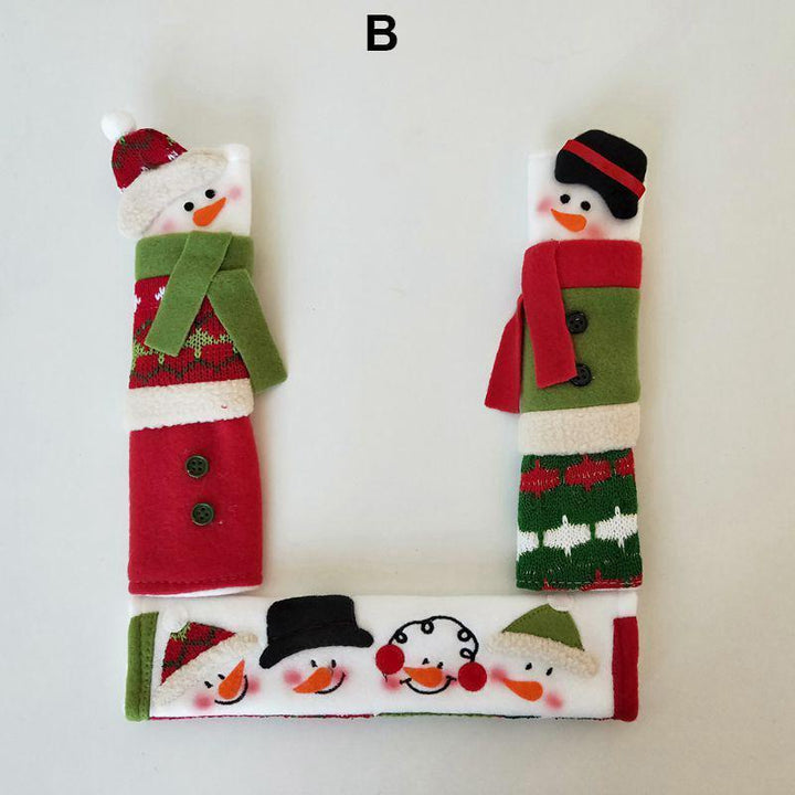 Easy-to-install snowman holiday decor kitchen handle covers, set of three for appliances