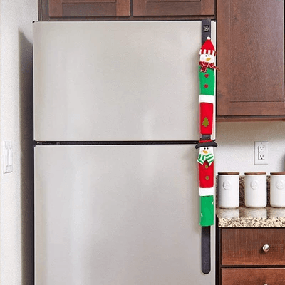 Durable, reusable snowman kitchen appliance handle covers add holiday cheer to any kitchen