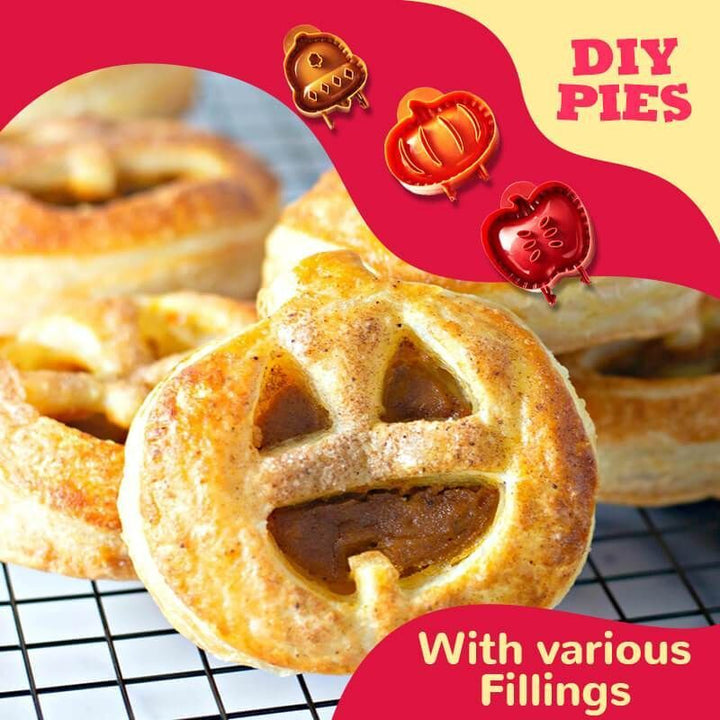 Close-up of a pumpkin-shaped hand pie mold, ideal for fall and Thanksgiving pastries.