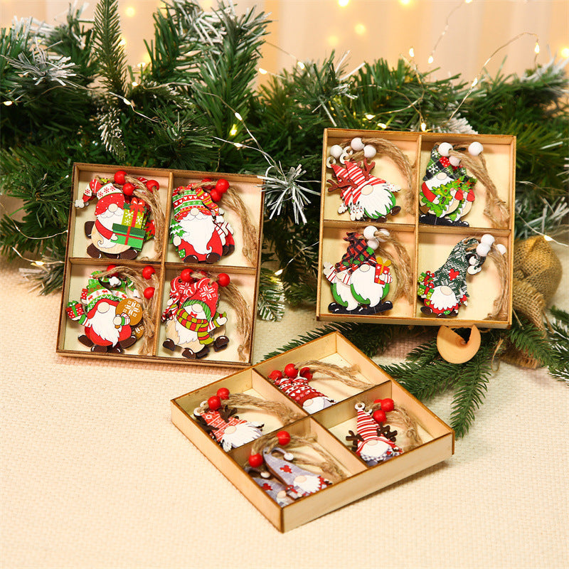 Set of 3 wooden gnome ornaments, perfect for Christmas trees or holiday home decor