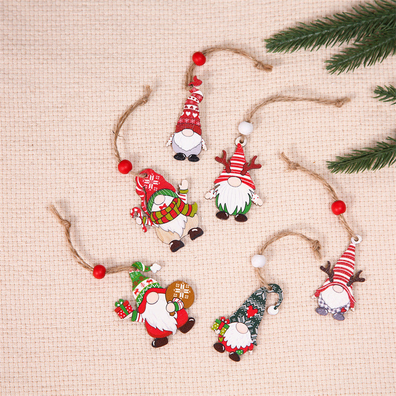 Rustic wooden gnome ornaments, adding natural charm to your Christmas and holiday season