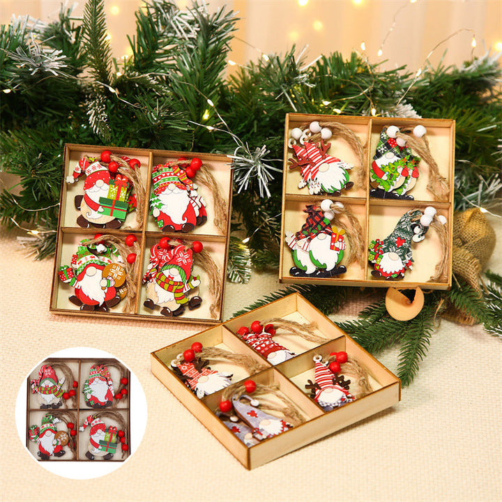 Christmas wooden gnome ornaments with unique designs, an ideal seasonal decor collection
