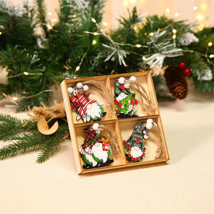 Close-up of a charming wooden gnome ornament, ideal for Christmas decoration & seasonal gifts