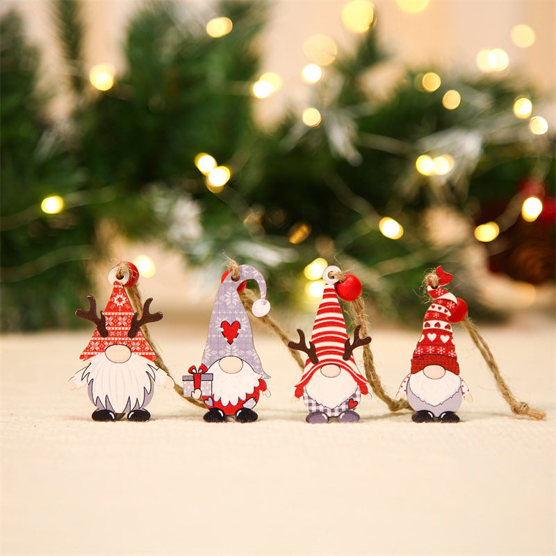 Collection of wooden gnome ornaments, bringing a cozy Nordic touch to Christmas decorations
