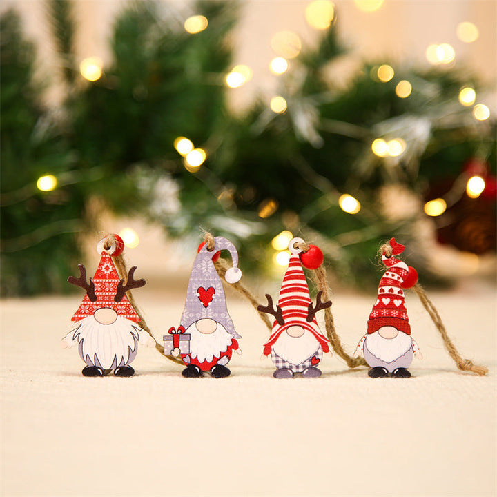 Collection of wooden gnome ornaments, bringing a cozy Nordic touch to Christmas decorations