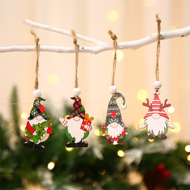 Gift-ready set of wooden gnome ornaments, perfect for festive holiday and seasonal gifting