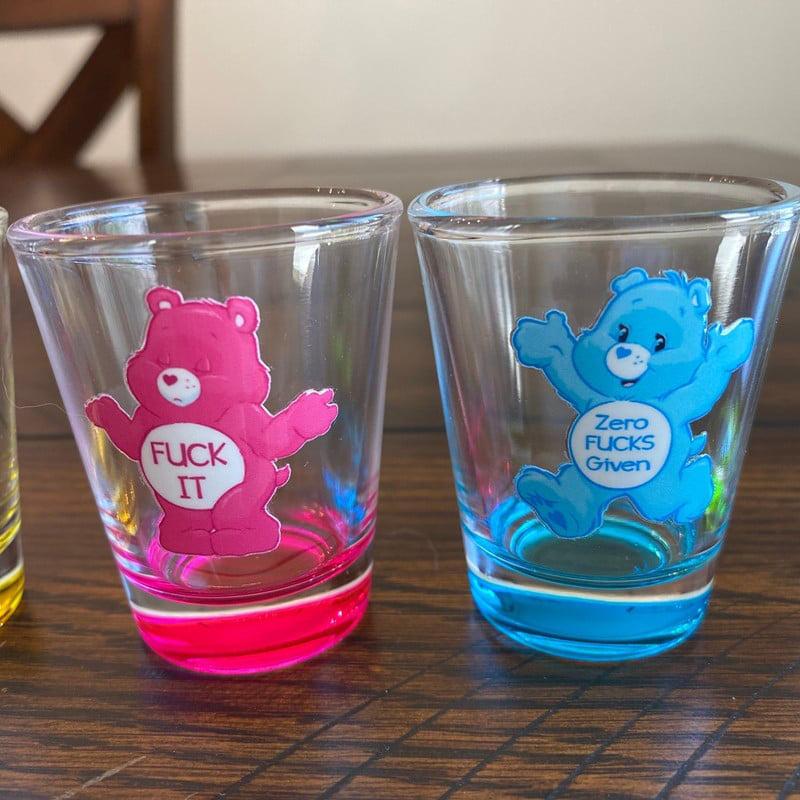 Set of 6 funny bear shot glasses, perfect for humorous gifts & party supplies