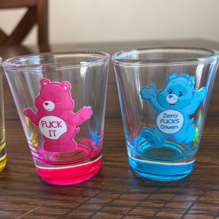 Set of 6 funny bear shot glasses, perfect for humorous gifts & party supplies