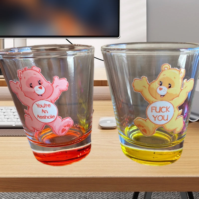 Collection of bear themed shot glasses, a fun addition to any bar accessory collection
