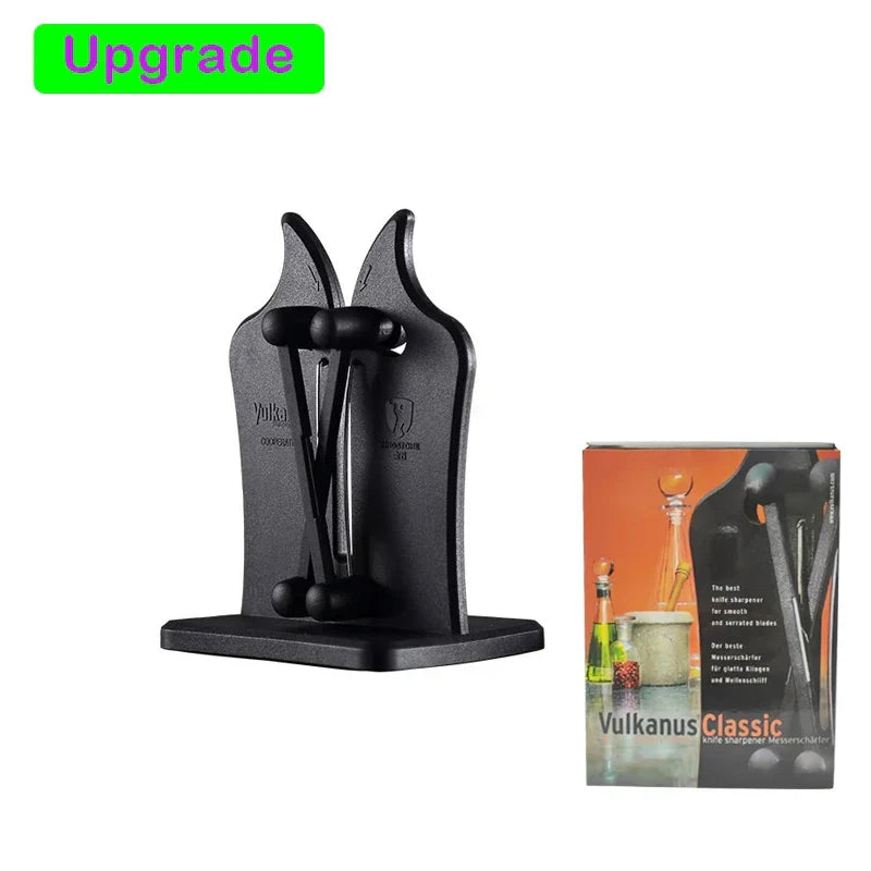 Essential SharpMaster Pro knife sharpener, stainless steel & black, for maintaining sharp kitchen blades.