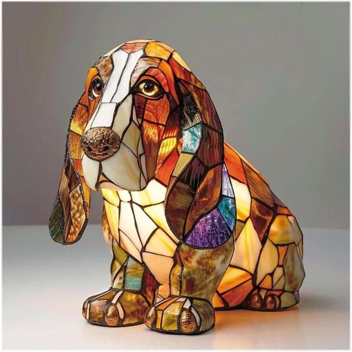 Shimmering LED dog statue night light, perfect for bedroom mood lighting & home decor.