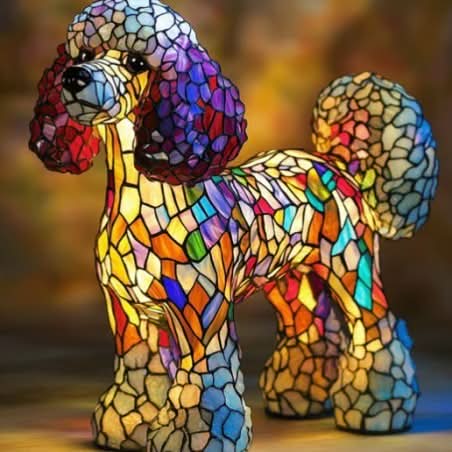 Decorative shimmering dog LED light, a unique pet lover gift and mood lamp.