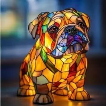 USB LED dog desk lamp, a shimmering animal statue adding a touch of decor.