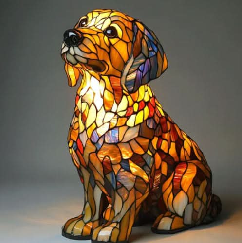 Shimmering LED dog figurine lamp, a stylish decorative accent for modern homes.