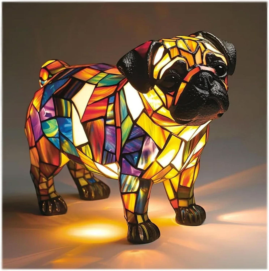 Elegant LED dog night light, shimmering animal statue for sophisticated home decor.