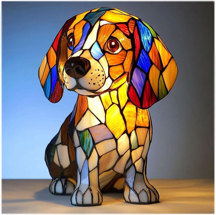 Cute shimmering dog LED night light, a charming animal statue for kids' rooms or gifts.