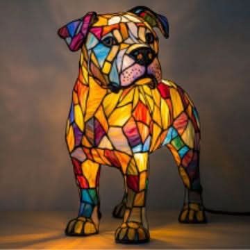 Warm glowing LED dog night light, a decorative animal statue for cozy bedroom decor.