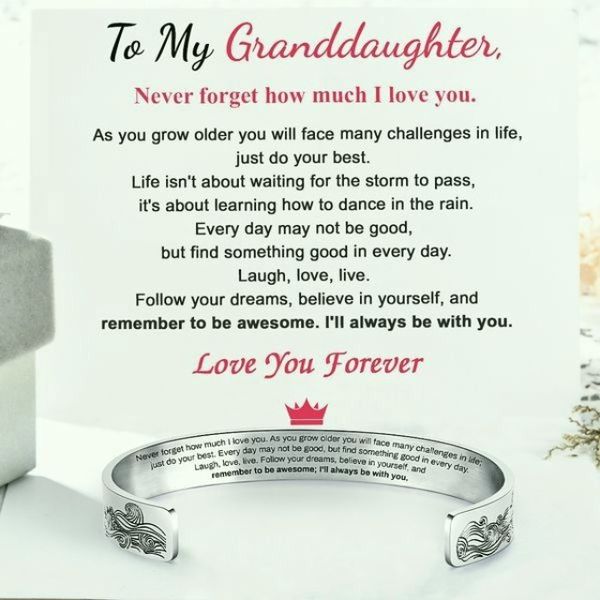 Gift-ready granddaughter bracelet, love message etched, perfect sentimental jewelry for girls