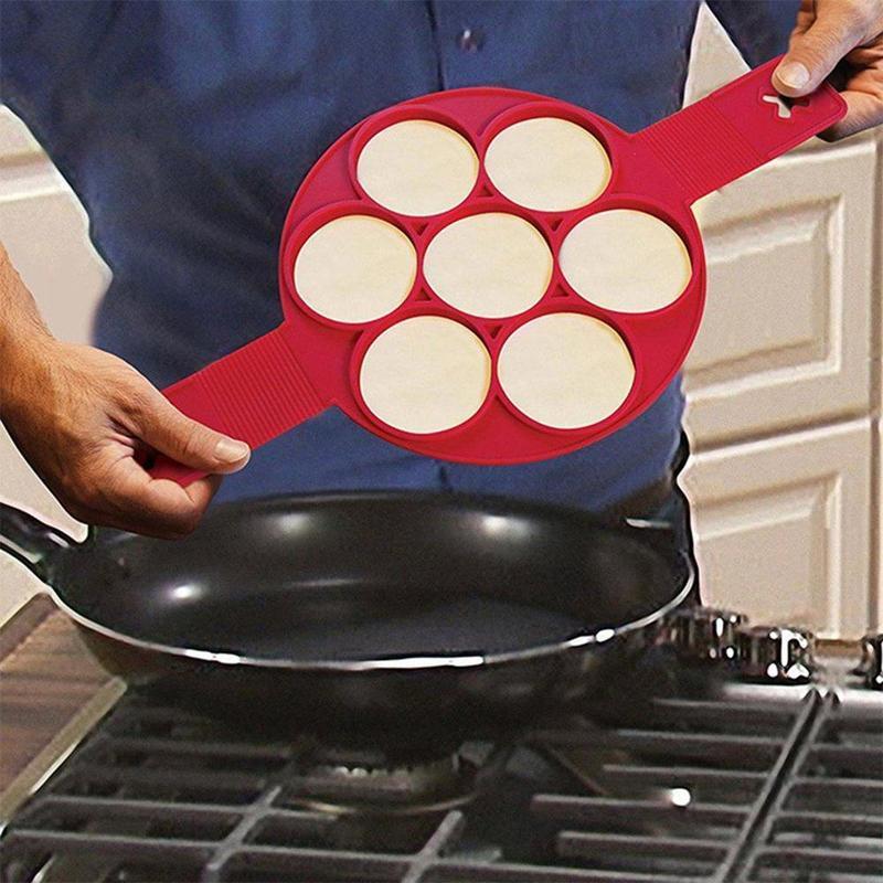 Non-stick silicone mold for pancakes, eggs, and breakfast items, essential baking accessory