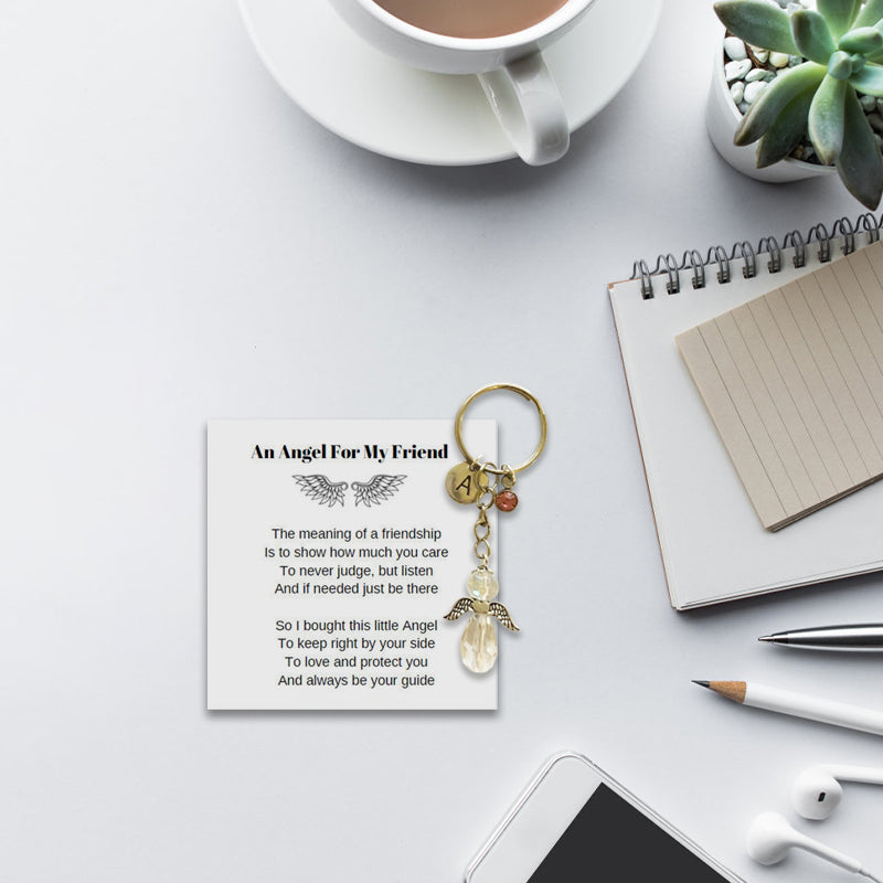 Charming angel keychain, a protective spiritual accessory for women and girls, perfect friendship gift.