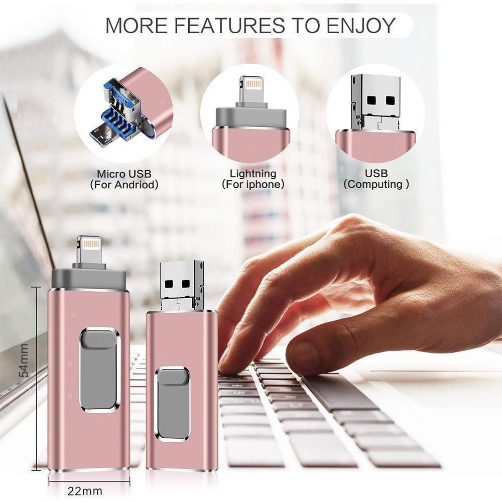 Unisex USB flash drive, compatible with iOS & Android for extra phone storage
