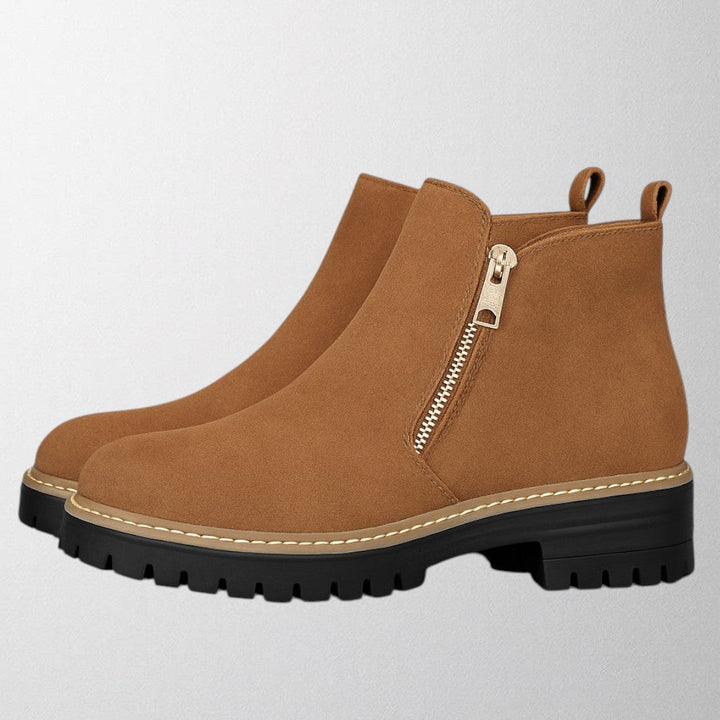 Versatile women's round toe footwear with side zip, ideal for both office professionalism and casual outings.