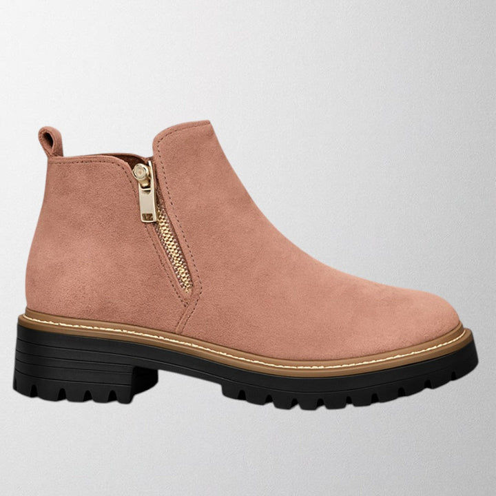 Elegant ladies' round toe shoes with a side zip, offering comfortable support for any occasion.