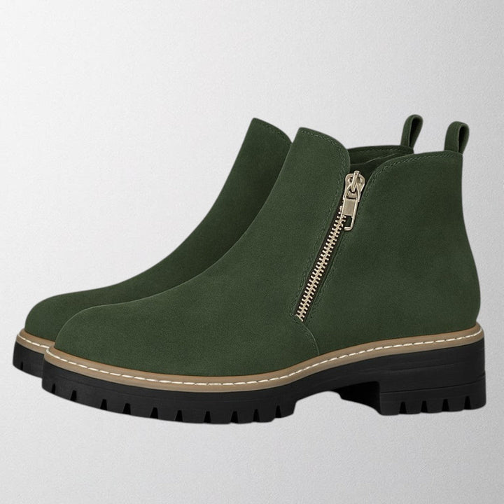 Modern women's round toe side zip shoes, designed for a sleek look and versatile daily wear.