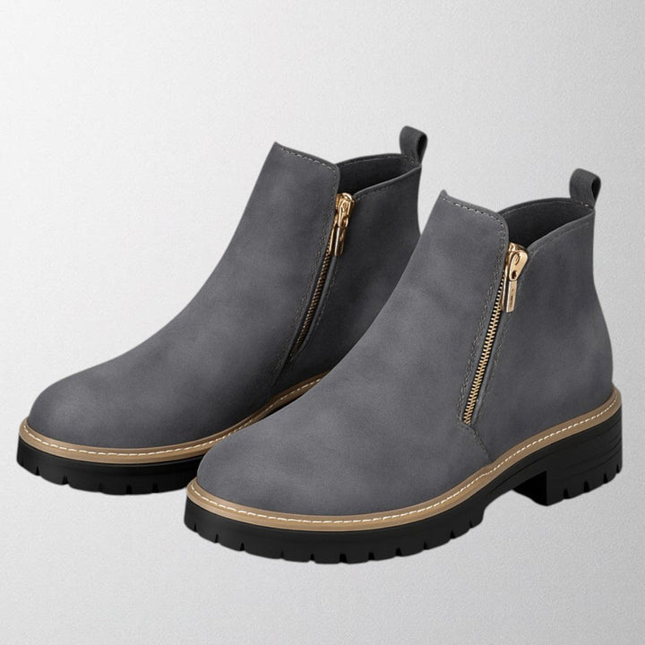 Practical women's round toe shoes with side zip, blending comfort and a sleek design for busy days.