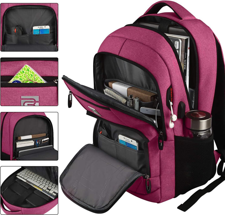 Slim anti-theft travel backpack, comfortable to wear, featuring a useful USB charging port.
