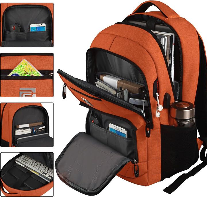 Slim unisex anti-theft backpack in action, being carried comfortably on a person's back.