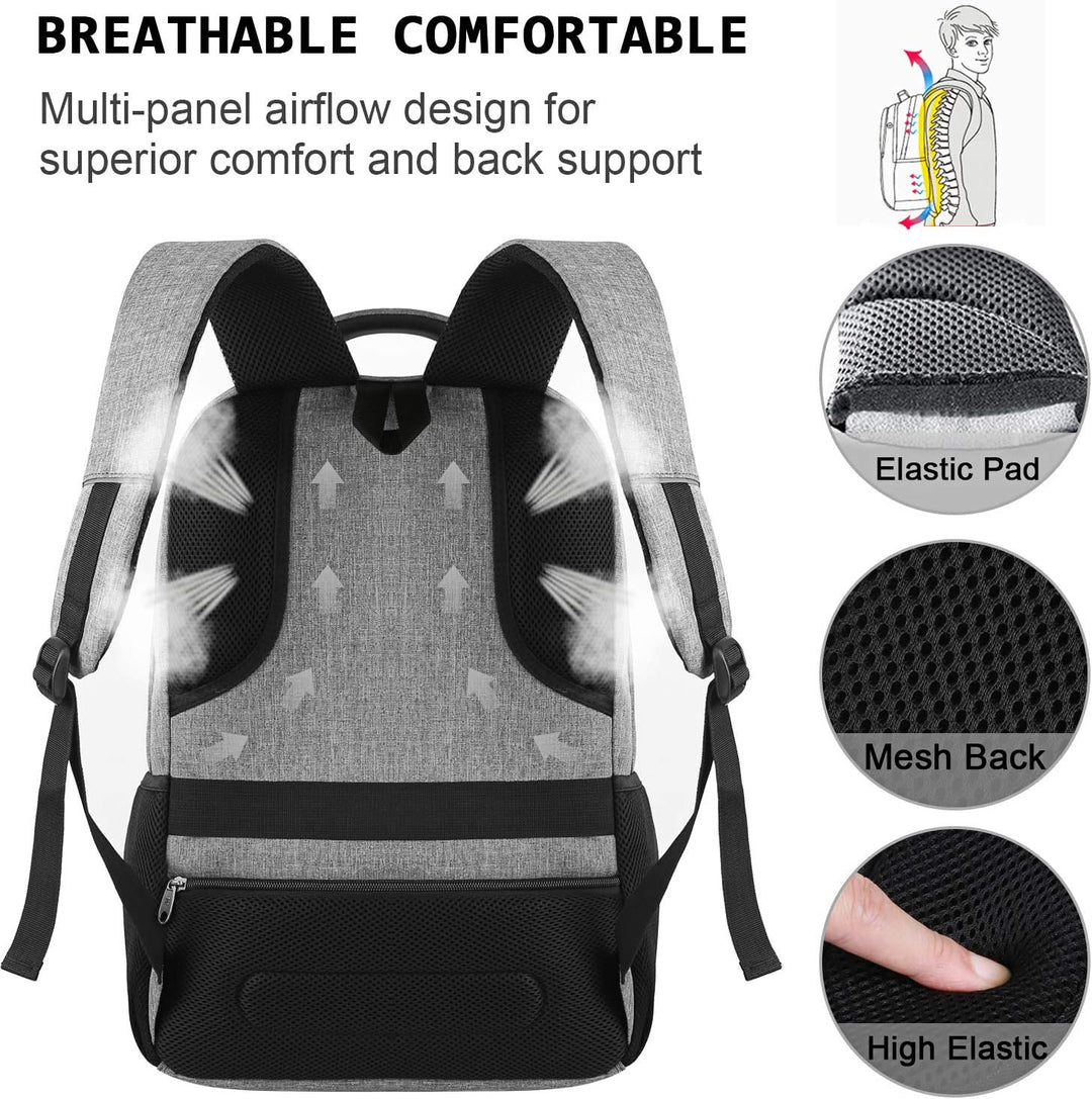 Slim profile anti-theft backpack for laptops, ideal for minimalist travelers.
